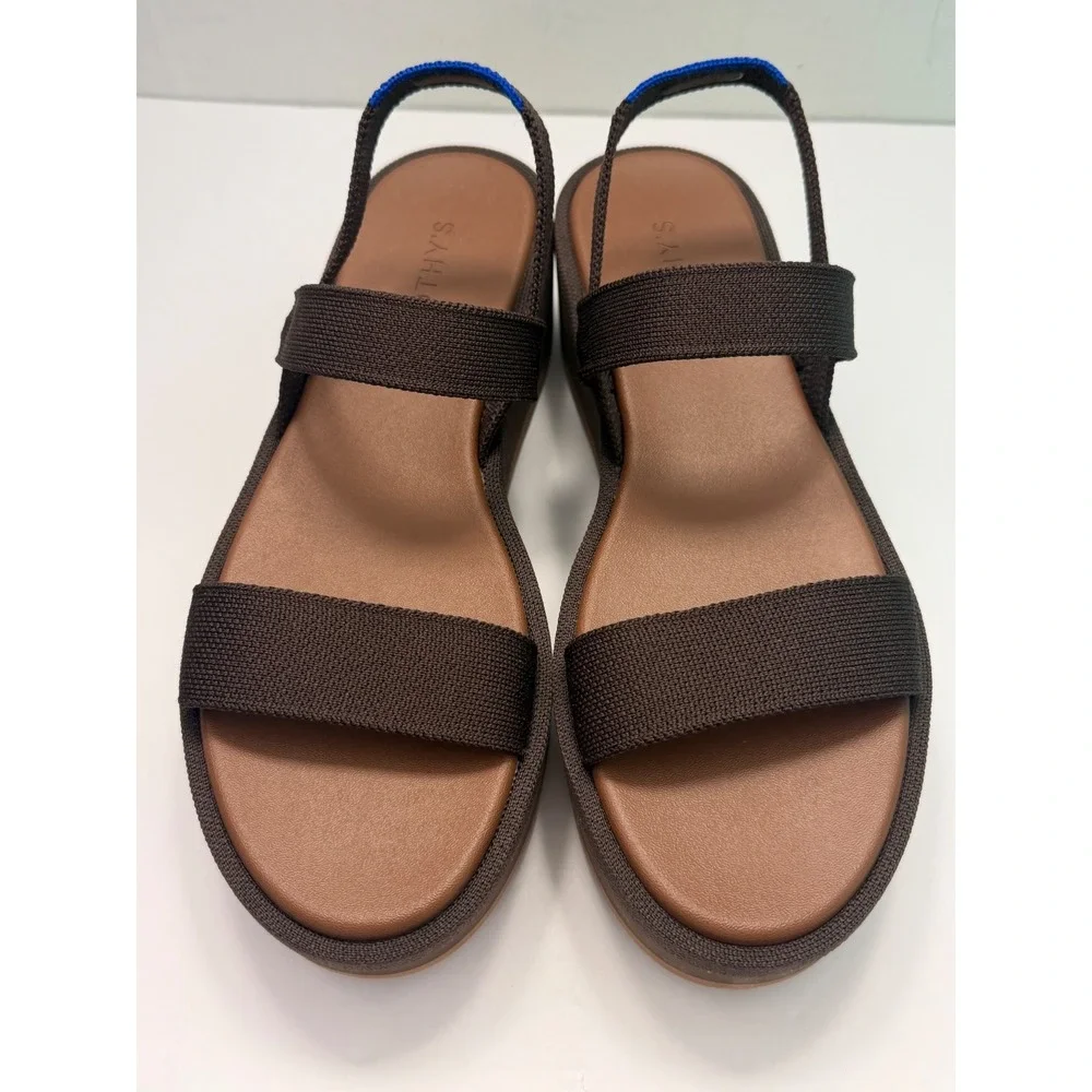 Rothys The Weekend Slide Espresso Brown Platform Sandal W10 Minimalist Chic